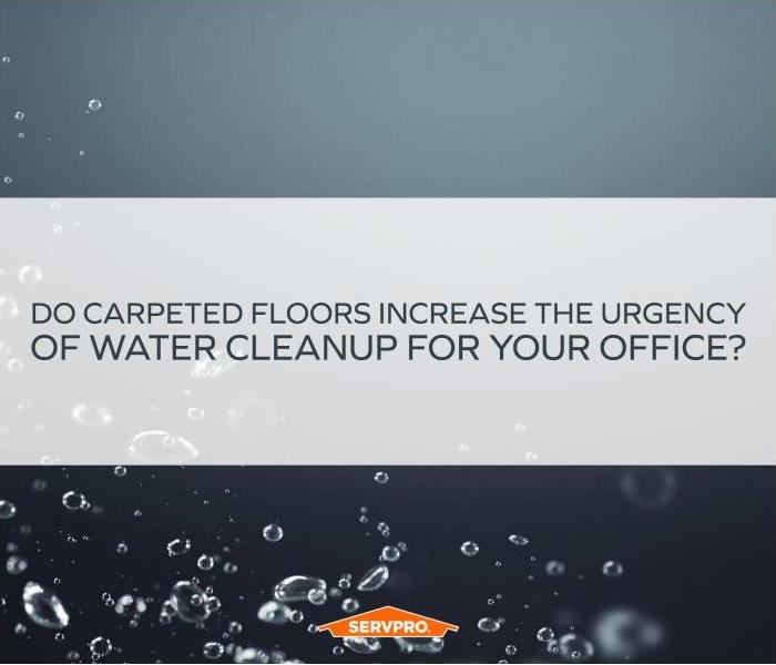 Dark blue background with water bubbles. Text: Do Carpeted Floors Increase the Urgency of Water Cleanup for Your Office? 