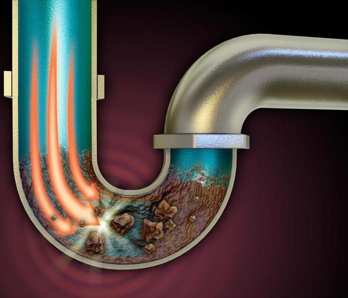 Chemical agent used to unclog some pipes. Digital illustration.