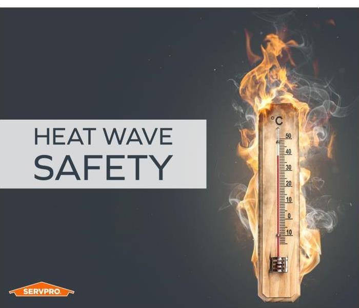 Thermometer with flames coming off. Text: Heatwave Safety